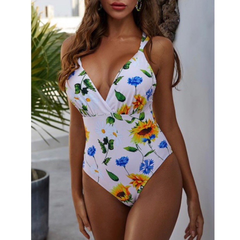 Dresslily Floral Flower criss cross back - 1pc - L